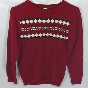 Boys Gymboree Sweater Size 10-12 Maroon Nordic Top